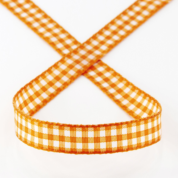 Лента с рисунком клетка SAFISA, 11 мм, 25 м, цвет 61, оранжевый. Арт 469-11мм-61             
