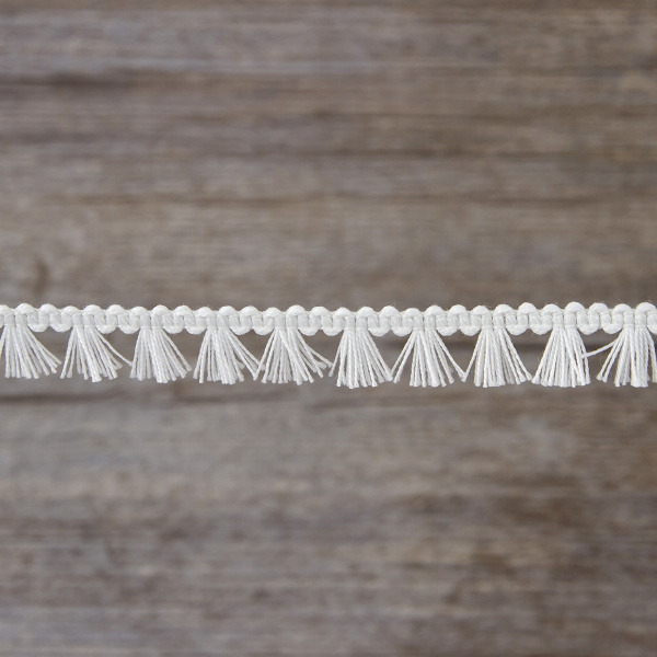 Тесьма декоративная, 16 мм, с бахромой, цвет белый. Арт 2204/01