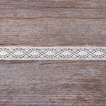 Мерсеризованное хлопковое кружево, 16 мм, белый. Арт 2109/01