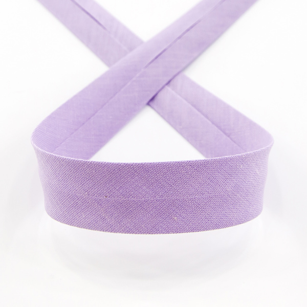 Косая бейка хлопок/полиэстер 20 мм, 25 м, цвет 08, сиреневый. Арт 6120-20мм-08            