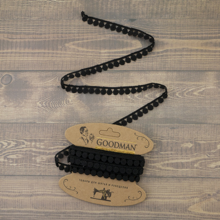 Кружево гипюр, 12 мм, цвет черный, 100% полиэстер, 4,5 м. Арт G-4634.13