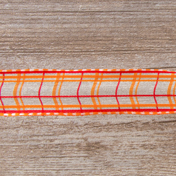 Лента органза с рисунком с проволокой по краю SAFISA, 25 мм, 15 м, цвет 61. Арт 25308-25мм-61