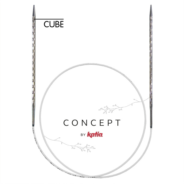Спицы металлические круговые супергладкие c квадратным кончиком CONCEPT BY KATIA Cube №8, 150 см. Арт 718-7/8-150