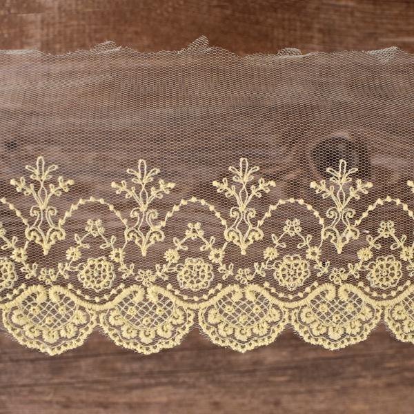 Вышивка на тюле, 85 мм, цвет натуральный. Арт I639/58