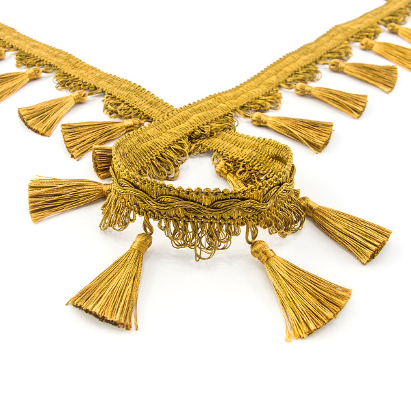 Тесьма с кисточками декоративная PASSAN цвет ярко-коричневый. Арт BPK - 019-col.PE - 16/35