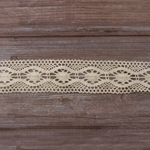 Мерсеризованное хлопковое кружево, 55 мм, цвет экрю. Арт 2233/58