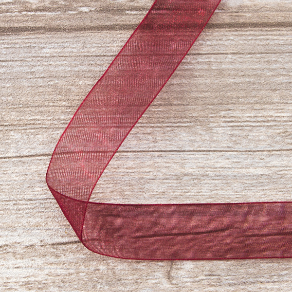 Лента органза SAFISA мини-рулон, 25 мм, 2,5 м, цвет 30, бордо. Арт P00520-25мм-30          