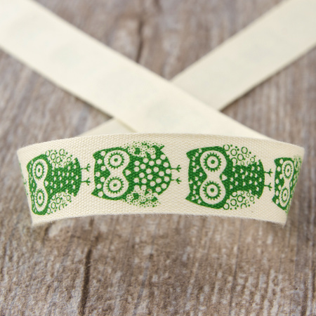 Лента хлопковая на картонной мини-катушке "Совы". Арт VR15.680