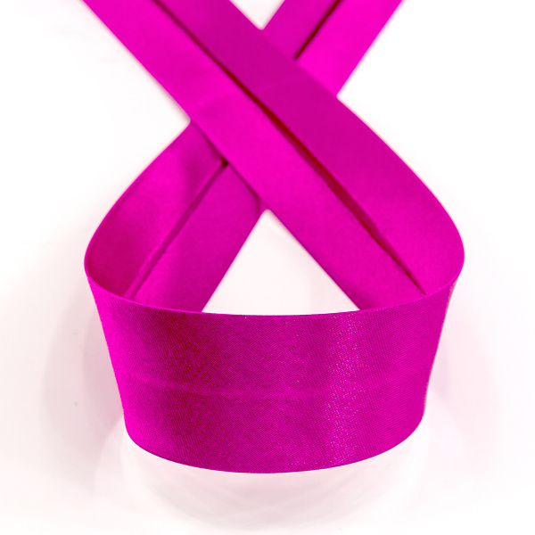 Косая бейка атласная 30 мм, 25 м, цвет 82, пурпурный. Арт 6260-30мм-82            