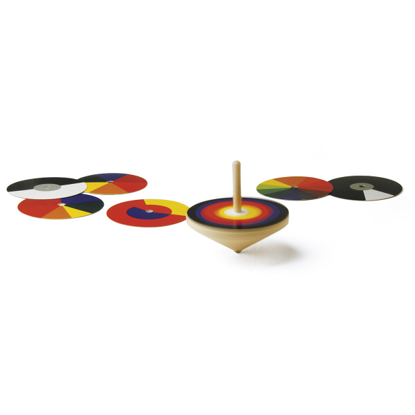 Игрушка волчок BAUHAUS "Optischer Farbmischer" 14+, дерево, с 7 цветными оптическими дисками, 10 см. Арт 9716