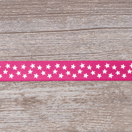 Лента репсовая SAFISA рисунок "звездочки", 15 мм, 15 м, цвет 20, малиновый. Арт 35120-15мм-20