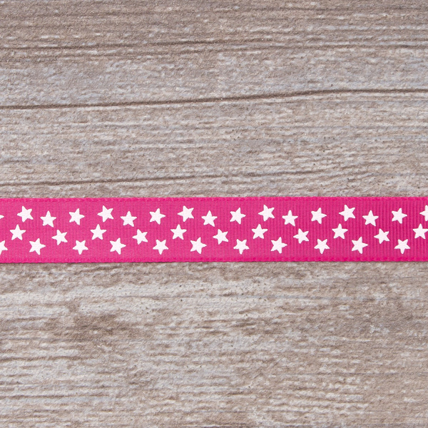 Лента репсовая SAFISA рисунок "звездочки", 15 мм, 15 м, цвет 20, малиновый. Арт 35120-15мм-20