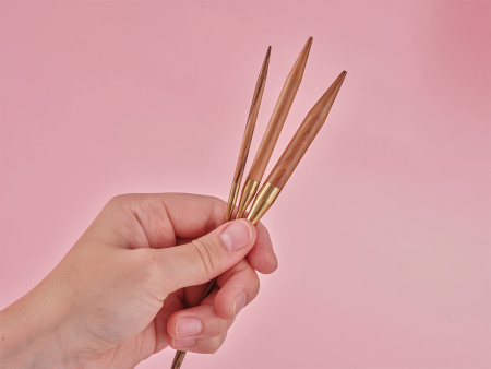 Спицы круговые из оливкового дерева, addiNature Short №4.5, 80 см . Арт 574-7/4.5-80