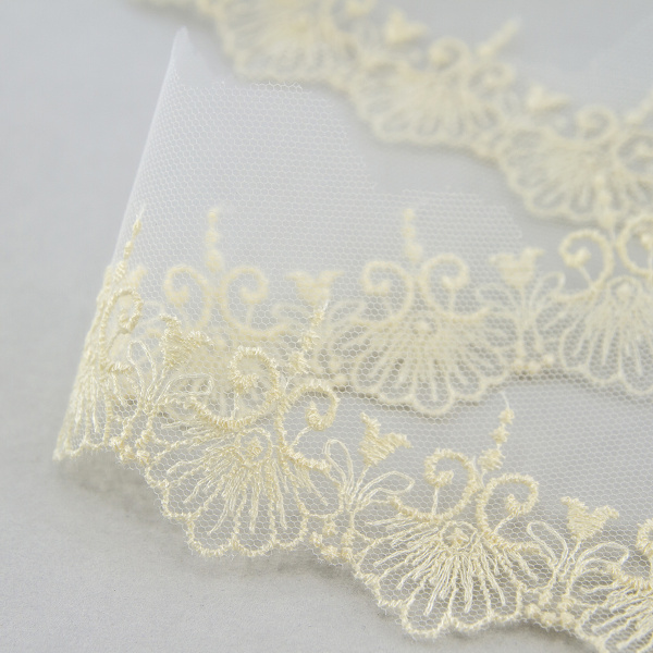 Кружево-вышивка на тюле, 32 мм, 14,6 м. Арт 41690/02