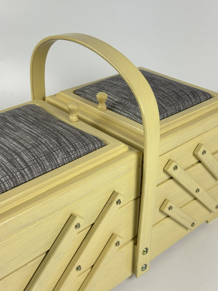 Шкатулка для рукоделия, бук, 3 этажа, светлый. Арт 31/151/1 