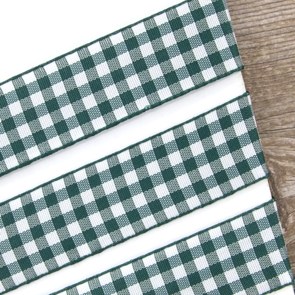 Лента с рисунком клетка SAFISA, 25 мм, 25 м, цвет 43, темно-зеленый. Арт 469-25мм-43             