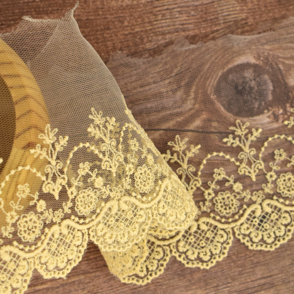 Вышивка на тюле, 85 мм, цвет натуральный. Арт I639/58