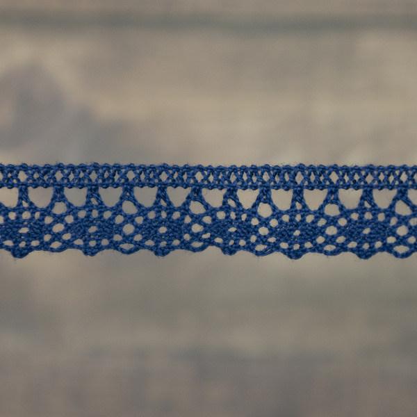 Кружево плетеное, 10 мм, цвет синий, 100% хлопок, 5 м. Арт K-5001-242