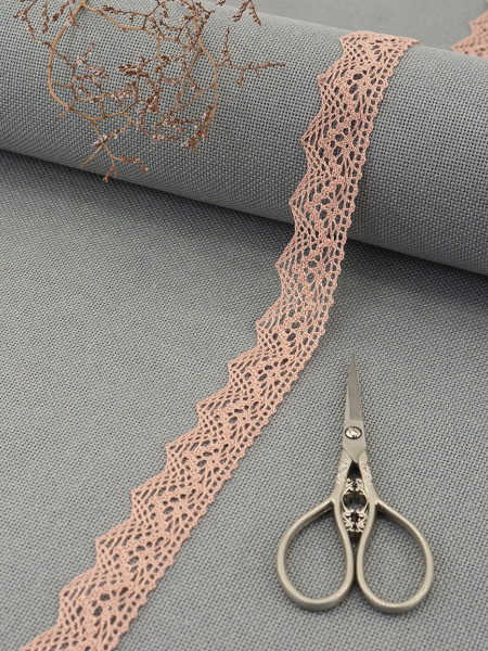 Кружево плетеное, 25 мм, цвет бледно-розовый, 100% хлопок, 5 м. Арт K-5003-87