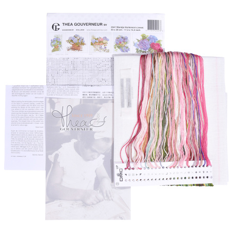 Набор для вышивания "Розовые гортензии", канва лён 32 ct. Арт 2047                    