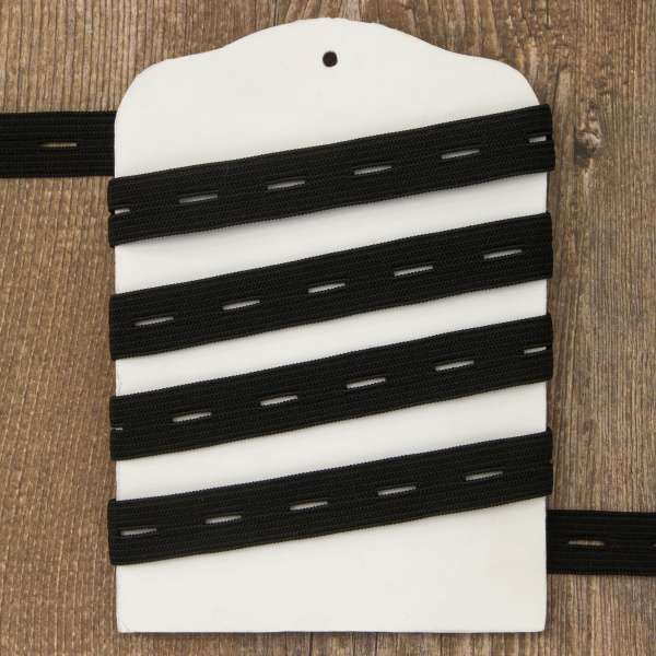 Резинка перфорированная, 15 мм, цвет черный. Арт 854128210P7001          