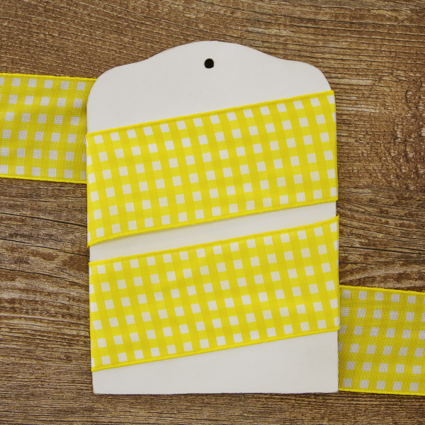 Лента с рисунком клетка SAFISA, 40 мм, 25 м, цвет 22, желтый. Арт 469-40мм-22             