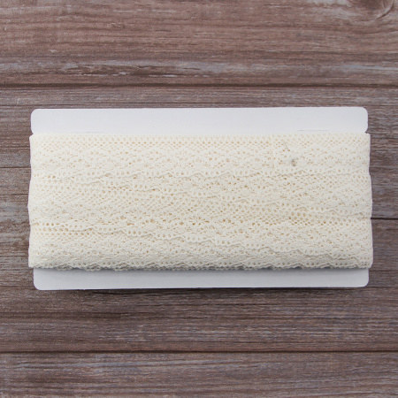 Мерсеризованное хлопковое кружево, 30 мм, шампань. Арт 2123/72