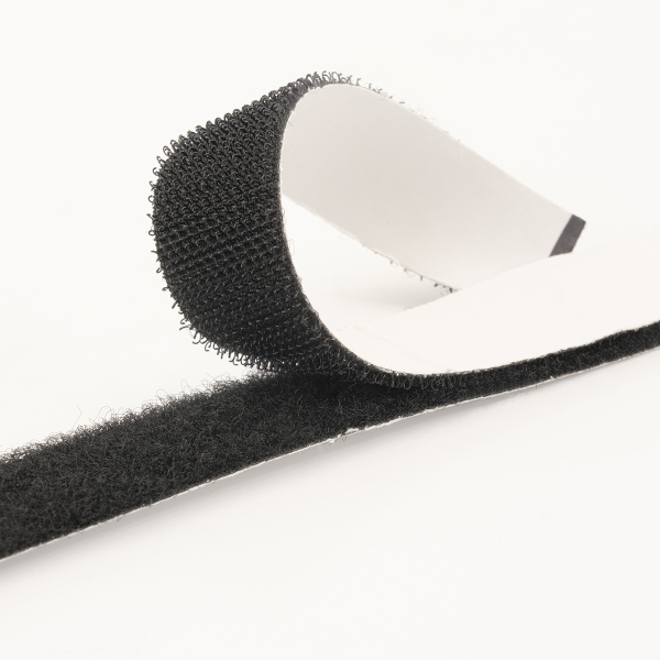 Липучка велюр-петельная самоклеющаяся, 2 части, ширина 20 мм, цвет черный, рулон 10 м. Арт N4320/BLAC