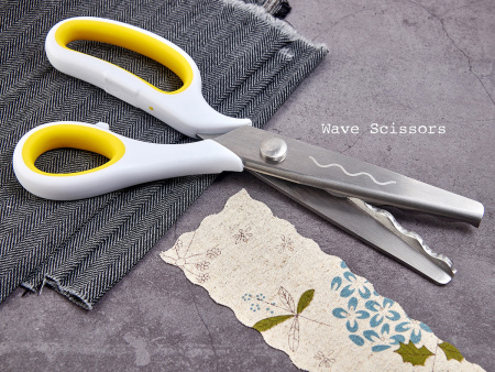 Ножницы фигурные для ткани "Волна", "Зиг-заг" "Гребешок", 23 см, 12 шт. в прикассовом стенде. Арт B4853