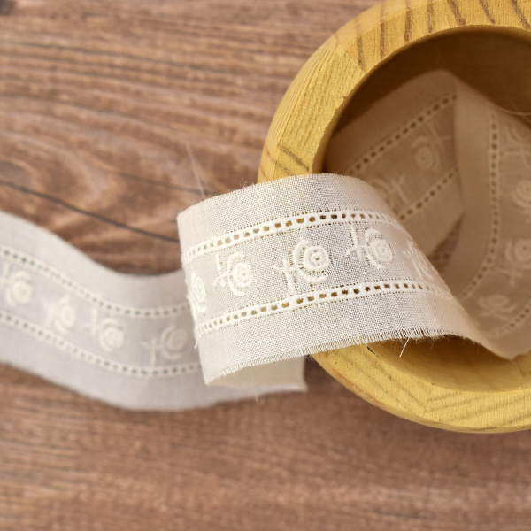 Шитье-вышивка на батисте, прошва, 25 мм, цвет белый. Арт 32277/01