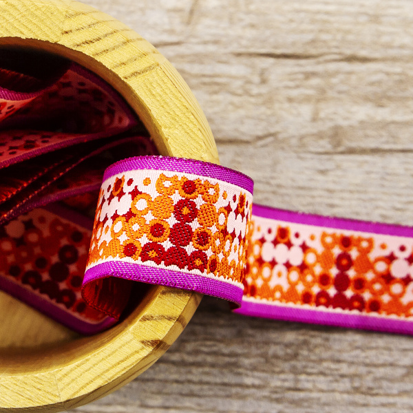 Лента жаккард SAFISA, 25 мм, 15 м, цвет 02. Арт 9105-25мм-02