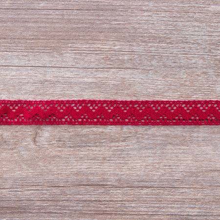 Мерсеризованное хлопковое кружево, 16 мм, цвет бургунд. Арт 2066/F1