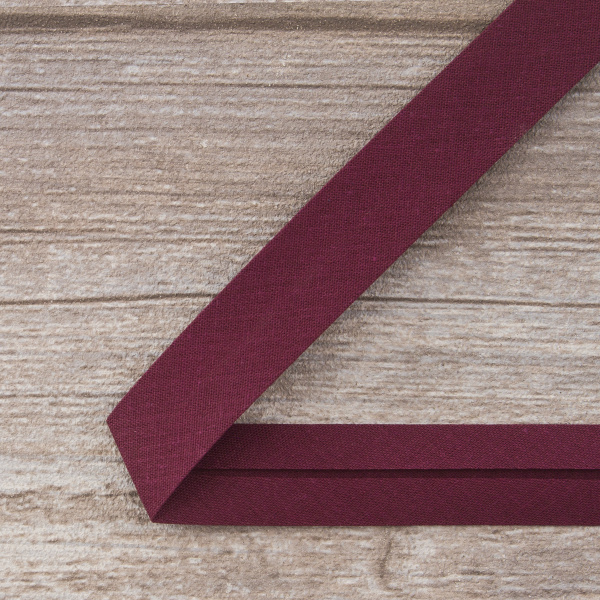 Косая бейка хлопок/полиэстер 20 мм, 25 м, цвет 116, спелая вишня. Арт 6120-20мм-116           