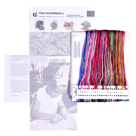 Набор для вышивания "Гортензия и роза", канва аида 16 ct. Арт 442A                    