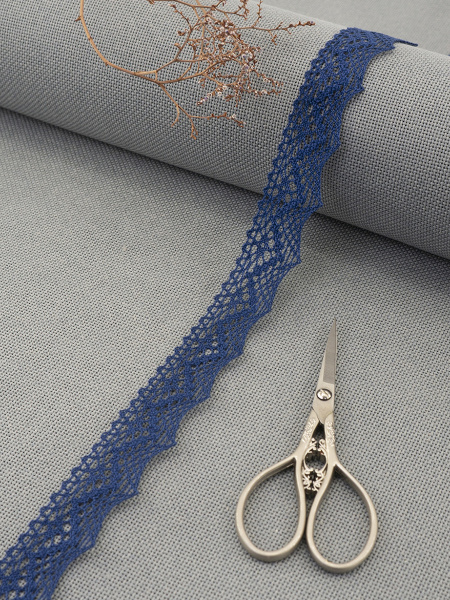 Кружево плетеное, 25 мм, цвет синий, 100% хлопок, 5 м. Арт K-5003-242