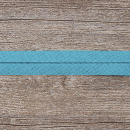 Косая бейка хлопок/полиэстер 20 мм, 25 м, цвет 138, небесно-голубой. Арт 6120-20мм-138