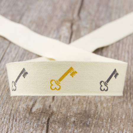 Лента хлопковая на картонной мини-катушке "Ключи". Арт VR15.042