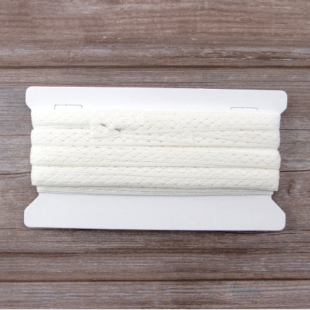 Мерсеризованное хлопковое кружево, 16 мм, белый. Арт 2130/01