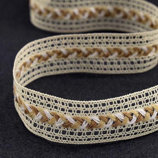 Мерсеризованное хлопковое кружево, 28 мм, цвет кремовый. Арт 2197/02