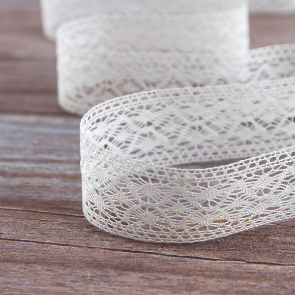 Мерсеризованное хлопковое кружево, 30 мм, цвет шампань. Арт 2026/72