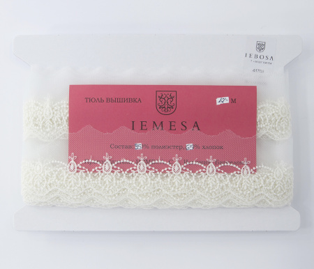 Кружево-вышивка на тюле, 32 мм, 13,5 м. Арт 41708/01