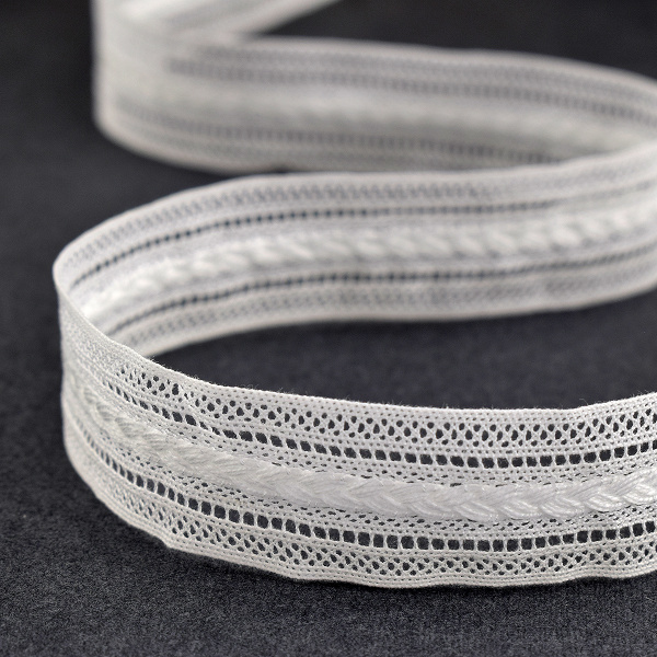 Мерсеризованное хлопковое кружево, 26 мм, цвет белый. Арт 2178/01