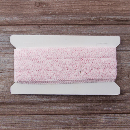 Мерсеризованное хлопковое кружево, 20 мм, цвет светло-розовый. Арт 2020/06