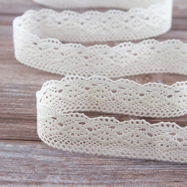 Мерсеризованное хлопковое кружево, 30 мм, шампань. Арт 2123/72