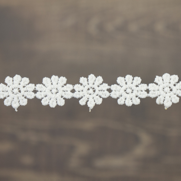 Кружево гипюр, 18 мм, цвет молочный, 100% полиэстер, 4,5 м. Арт 4GB762.112