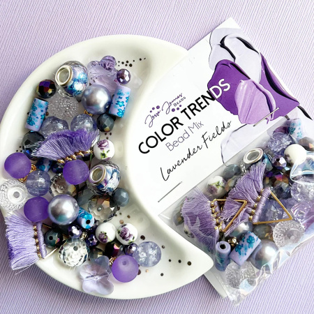 Набор бусин и шармов "Lavender Fields" из стекла и металла разных форм и размеров. Арт CT-06