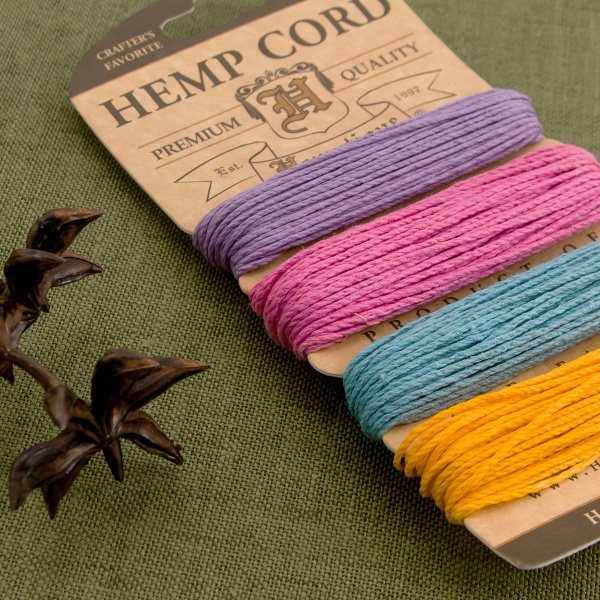 Шнуры на блистере HEMPTIQUE #20 - 1 мм, 4 цвета по 9,1 м. Арт HC20PA                  