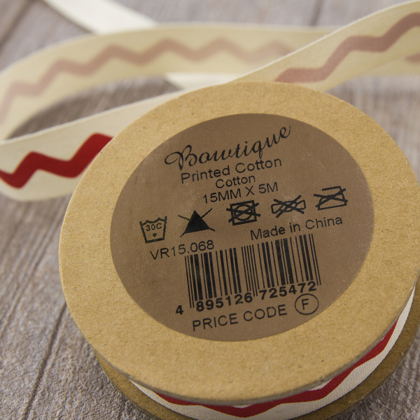 Лента хлопковая на картонной мини-катушке "Зиг-заг". Арт VR15.068