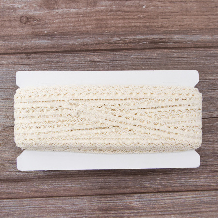 Мерсеризованное хлопковое кружево, 22 мм, шампань. Арт 2151/72