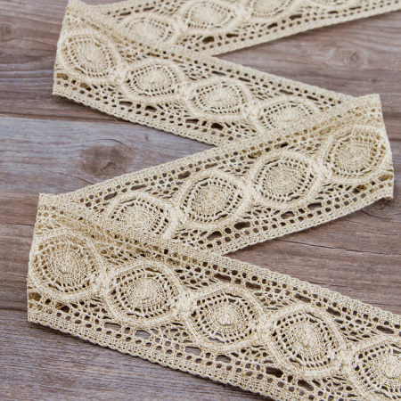 Мерсеризованное хлопковое кружево, 95 мм, цвет небелёный. Арт 1104/L1                 